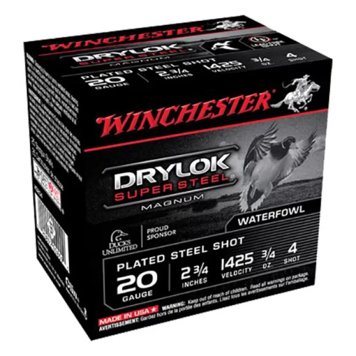 Winchester Ammunition Drylock Super Steel Magnum 2.75" 20 Gauge Ammo 4, 25/box - XS204