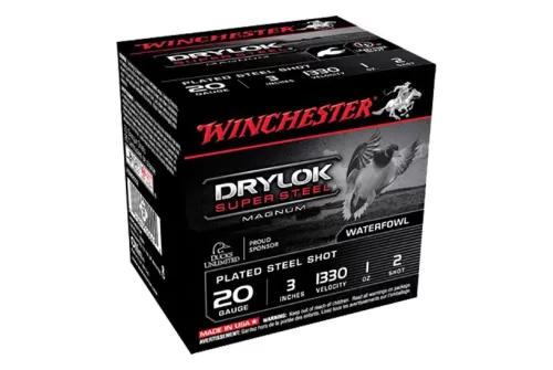Winchester Ammunition Drylock Super Steel Magnum 3" 20 Gauge Ammo 2, 25/box - XSM2032