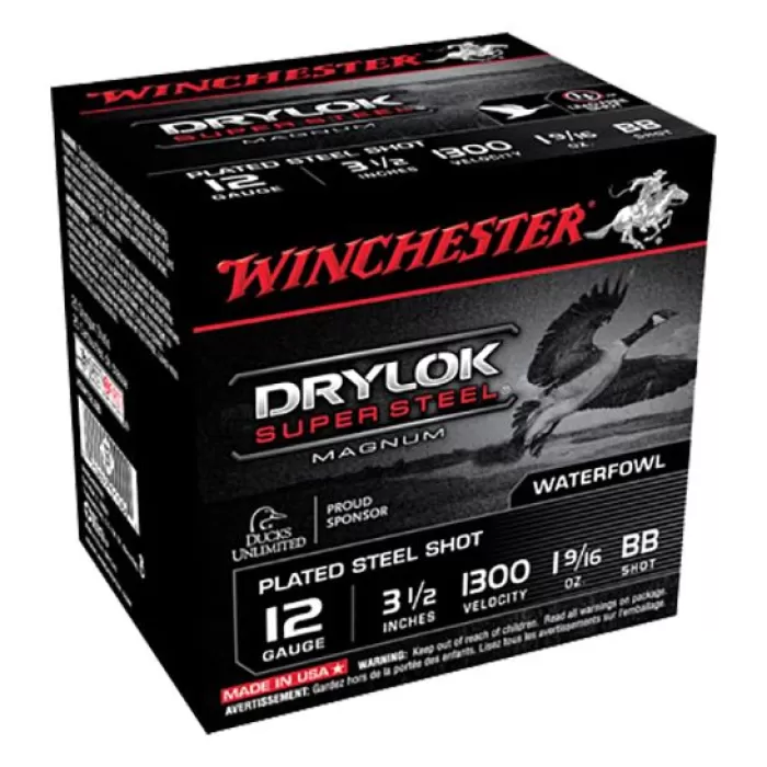 Winchester Ammunition Drylock Super Steel Magnum 3.5" 12 Gauge Ammo BB, 25/box - XSM12LBB