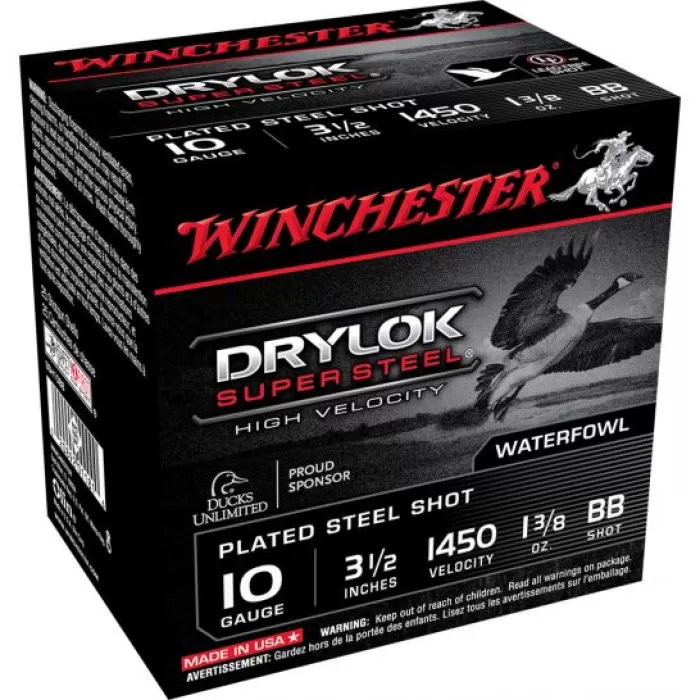 Winchester Ammunition Drylock Super Steel 3.5" 10 Gauge Ammo BB, 25/box - SSH10BB