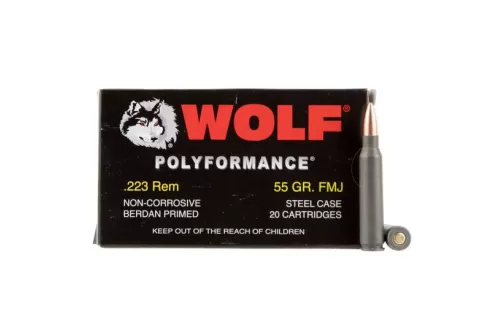 Wolf PolyFormance Rifle Ammo .223 Rem / 5.56 55 Grain FMJ - 500Rds