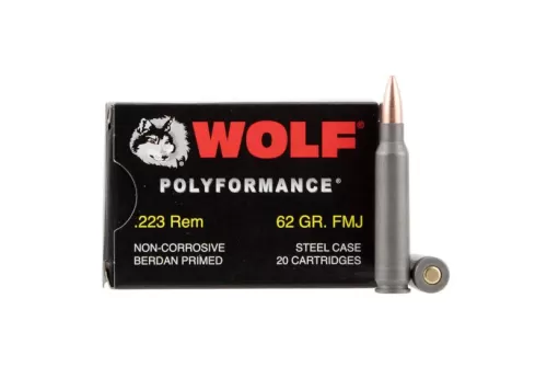 Wolf Performance PolyFormance 62 gr Full Metal Jacket .223 Rem/5.56 Ammo, 20/box - 22362FMJ