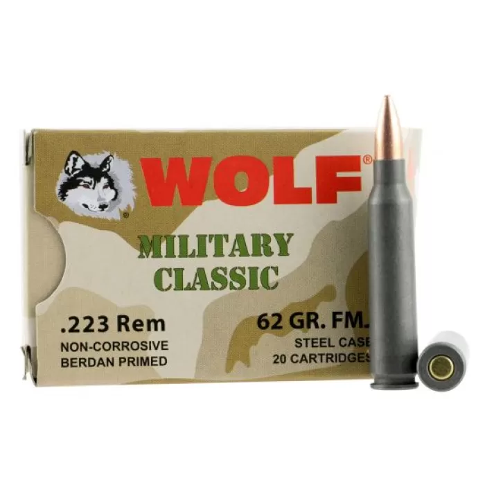 Wolf Performance Military Classic 62 gr Hollow Point .223 Rem/5.56 Ammo, 20/box - MC22362HP
