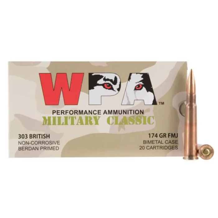 Wolf Performance Military Classic 174 gr Full Metal Jacket .303 British Ammo, 280/case - MC303BRITH