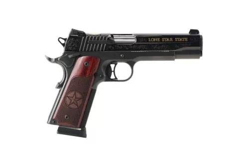 Sig Sauer 1911 Texas Engraved Gold .45 ACP Pistol, Hardcoat Anodized Black - 191145TXG