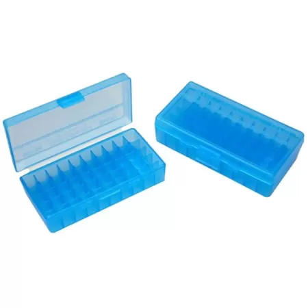 MTM Flip-Top 9mm/380 ACP 50rd Clear-Blue Ammo Box (P50-9M-24)