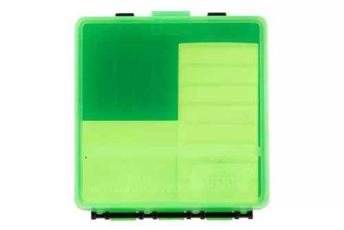 MTM Flip-Top 9mm 380 ACP 100 Round Clear Green/Black Ammo Box (P-100-9-16T)