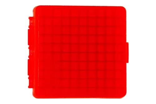 MTM Flip-Top For 22 Mag - 17 HMR 100 Round Clear Red Ammo Box (P-100-22M-29)