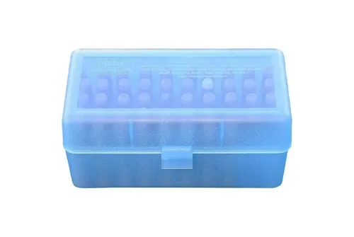 MTM Flip-Top 223 270 WSSM 460 500 S&W 50 Round Clear Blue Ammo Box (RSLD-50-24)