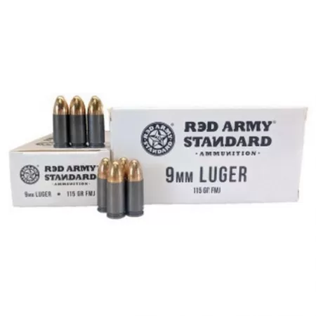 Century Arms Red Army Standard 115 gr FMJ 9mm Leaded Ammo, 50/box - AM3091