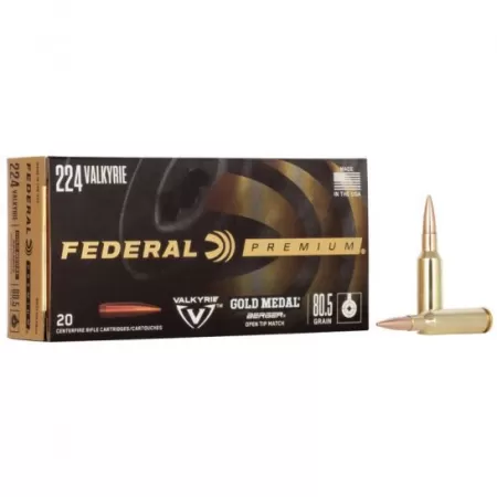 Federal Gold Medal 80.5 gr BBTT .224 Valkyrie Ammo, 20/pack - GM224VLKBH2
