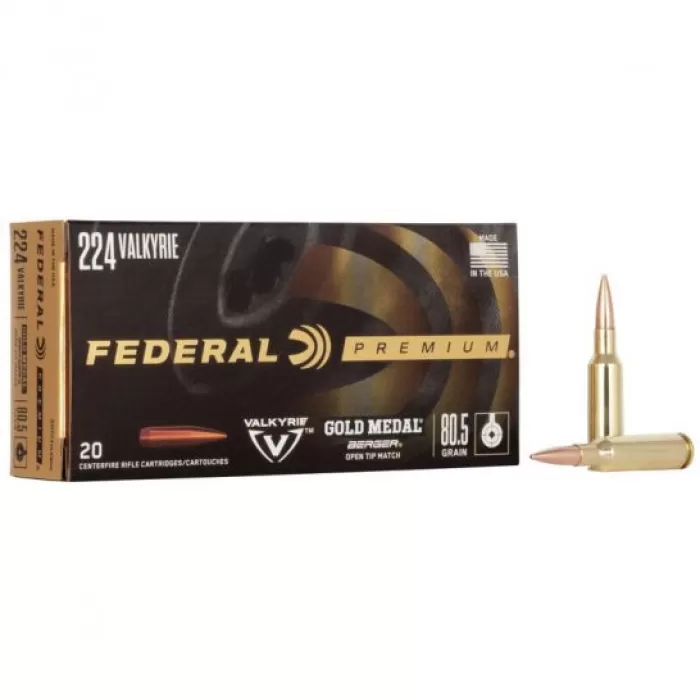 Federal Gold Medal 80.5 gr BBTT .224 Valkyrie Ammo, 20/pack - GM224VLKBH2