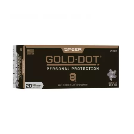 Speer GOLD DOT .300 AAC Blackout 150 Grain Gold Dot Soft Point Centerfire Rifle Ammo, 20 Rounds, 24462