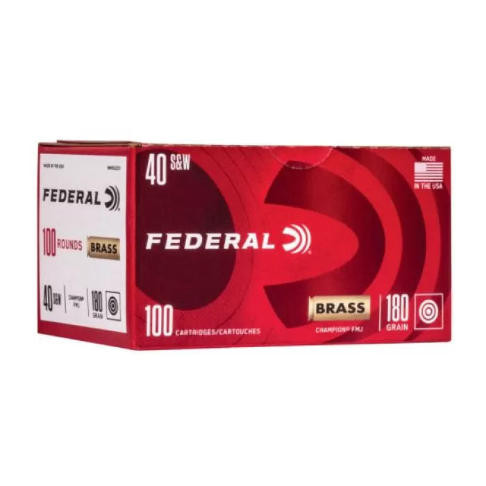 Federal Champion Training 180gr FMJ 40 S&W Ammo, 100rds - WM52231 Federal Champion Training 180gr FMJ 40 S&W Ammo, 100rds - WM52231