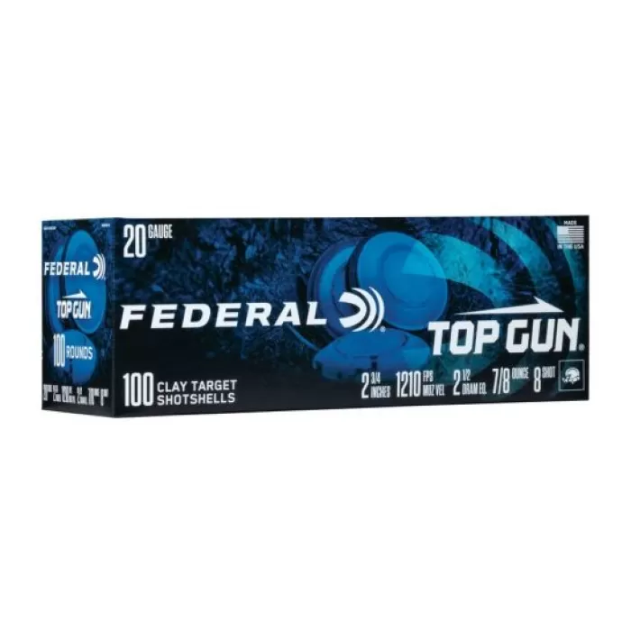 Federal Top Gun 2 3/4" 20 Gauge Ammo #8, 100/Box - TG201008 Federal Top Gun 2 3/4" 20 Gauge Ammo #8, 100/Box - TG201008