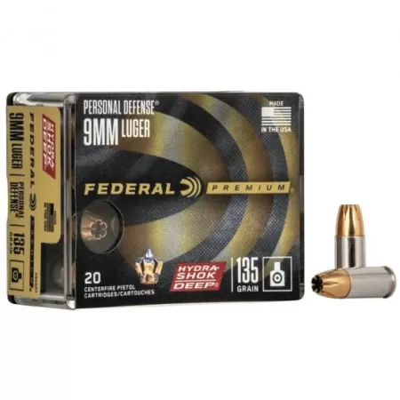 Federal Hydra-Shok Deep 135 gr HSDHP 9mm Ammo, 20/pack - P9HSD1