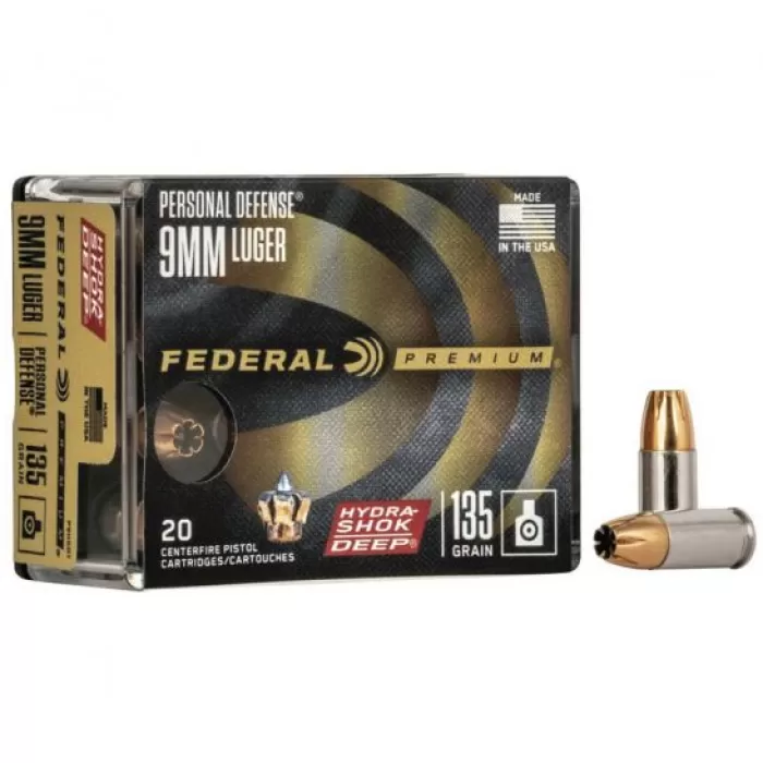 Federal Hydra-Shok Deep 135 gr HSDHP 9mm Ammo, 20/pack - P9HSD1