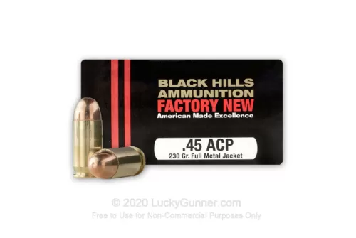 45 ACP - 230 Grain FMJ - Black Hills - 20 Rounds