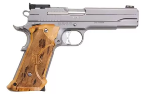 Sig Sauer 1911 Stainless Super Target  45ACP  5-Inch 8rd Wood Grips