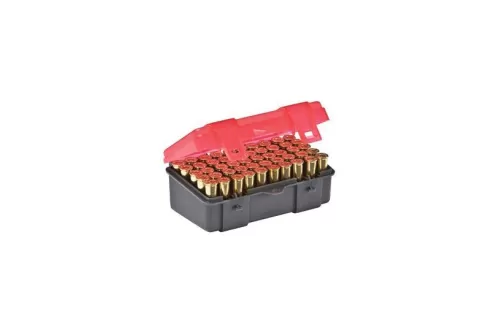 Plano Ammunition Box, Holds 50 Rounds of .357/.38 Sp/.38 Handgun Rounds, Charcoal/Rose 122550