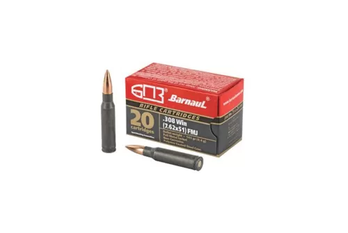 Barnaul Rifle Cartridges Steel .308 Win 145-Grain 20-Rounds FMJ