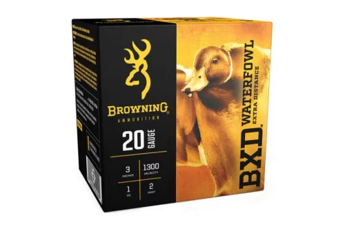 Browning 20GA 3" 1 oz. #2 1300 FPS BXD Steel Shotshell Ammunition, 25 Round Box - B193412032