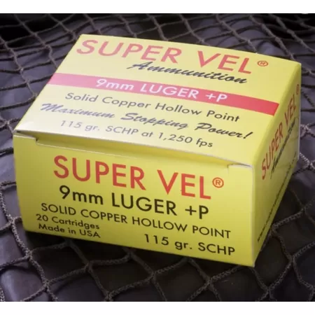 Super Vel Ammunition 1250 9mm Luger 115 grain Solid Copper Hollow Point Brass Cased Pistol Ammo, 20 Rounds, 911520