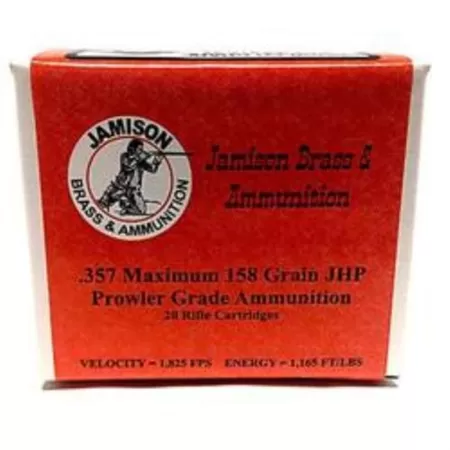 Jamison Prowler Grade 357 Remington Max 158 GR Jacketed Hollow Poi - Brass Casing