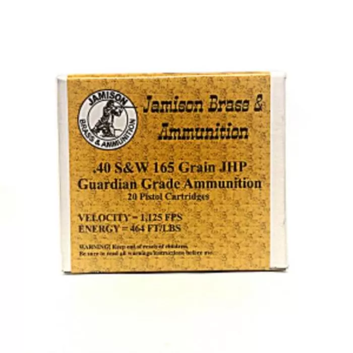 Jamison Guardian Grade 40 Smith & Wesson 180 GR Jacketed Hollow Poin - Brass Casing