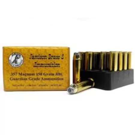 Jamison Guardian Grade 357 Magnum 158 GR Jacketed Hollow Point 20 - Brass Casing