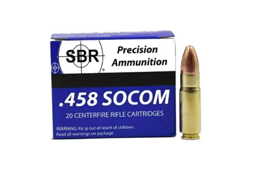 SBR 458 SOCOM 350gr FMJ Ammunition, 20 Round Box - SL4581