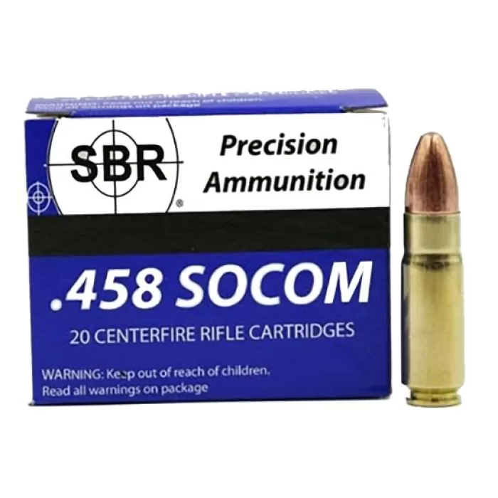 SBR 458 SOCOM 350gr FMJ Ammunition, 20 Round Box - SL4581 SBR 458 SOCOM 350gr FMJ Ammunition, 20 Round Box - SL4581