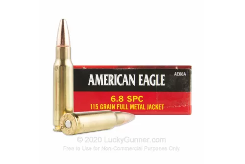 Federal American Eagle 6.8mm Remington SPC Ammo 115 Grain Full Metal Jacket Case of 200 (10 Boxes of 20)