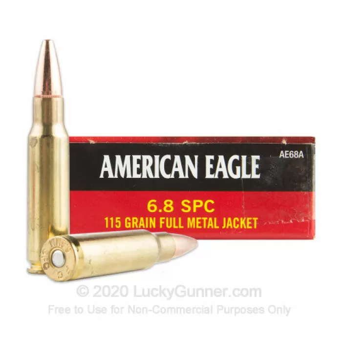 Federal American Eagle 6.8mm Remington SPC Ammo 115 Grain Full Metal Jacket Case of 200 (10 Boxes of 20)