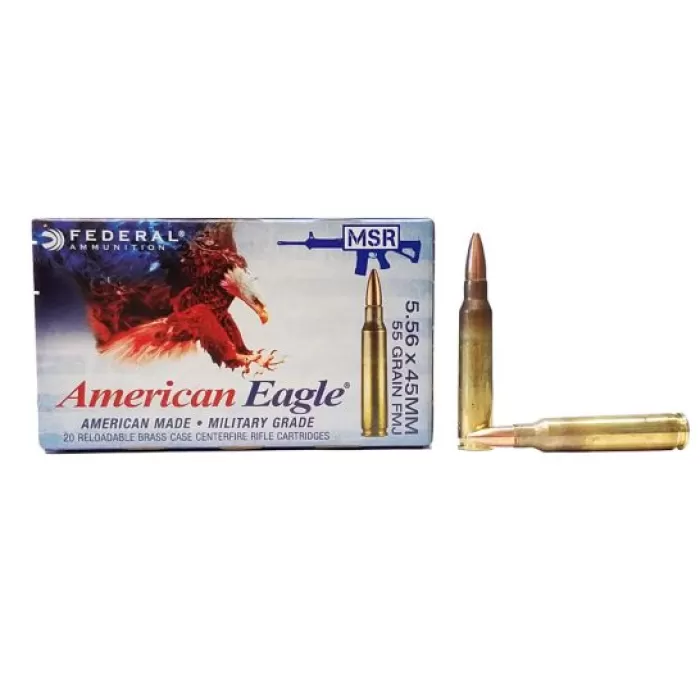 Federal 5.56mm NATO 55gr FMJ-BT Ammunition, 20 Round Box - XM193 Federal 5.56mm NATO 55gr FMJ-BT Ammunition, 20 Round Box - XM193
