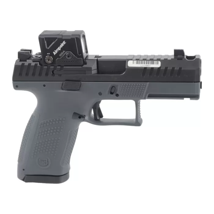 CZ-USA CZ P-10 C 9mm 15rd Ported Bbl/Nitride Slide Aimpoint COA Fixed Sights Black Polymer Frame Reversible Mag Catch Pistol w/3 Backstraps 91582