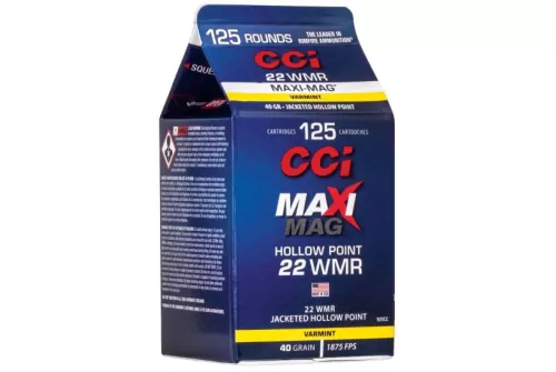 CCI 920CC Maxi-Mag 22 WMR 40 gr 1875 fps Jacketed Hollow Point (JHP) 125 Bx