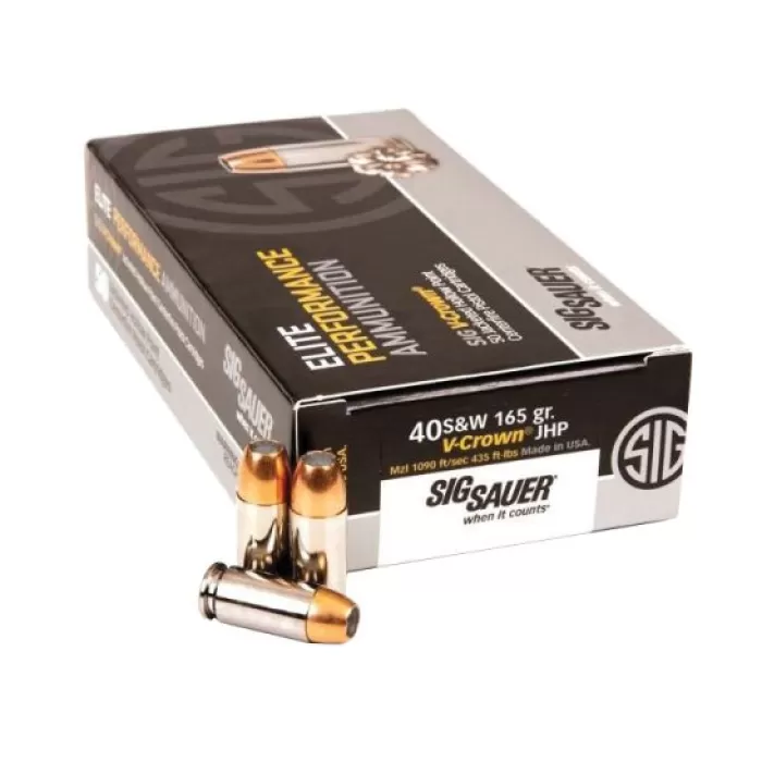 Sig Sauer Elite V-Crown Brass .40 SW 165-Grain 50-Rounds JHP Sig Sauer Elite V-Crown Brass .40 SW 165-Grain 50-Rounds JHP
