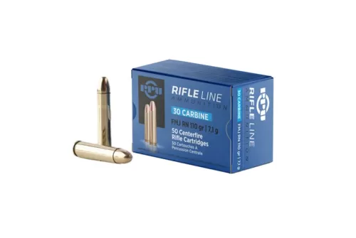 PPU Standard Rifle Rounds Brass .30 Carbine 50-Rounds 110 Grain FMJ