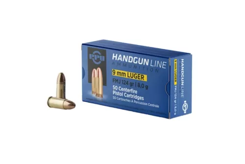 PPU PPH9F2 Handgun  9mm Luger 124 gr Full Metal Jacket (FMJ) 50 Bx/ 20 Cs