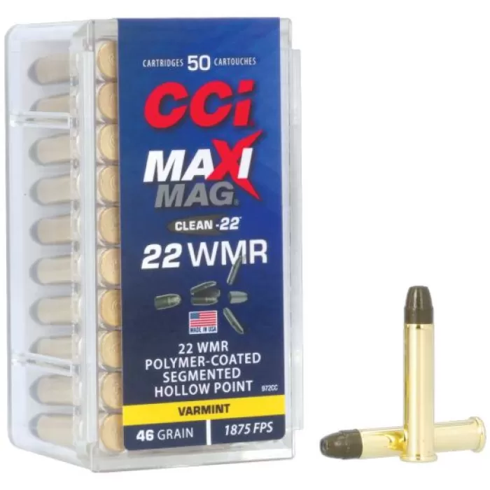 CCI Ammunition Maxi-Mag Brass .22 Mag 46 Grain 50-Rounds PCSHP