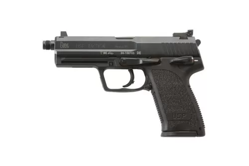 Heckler & Koch 81000347 Usp Tactical V1 9Mm Luger Caliber With 4.86" Threaded Barrel, 15+1 Capacity, Overall Black Finish, Serrated Trigger Guard Frame, Serrated Steel Slide & Polymer Grip Includes 2 Mags M709001T-A5