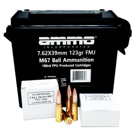 Ammo Inc M67 Ball Ammunition 7.62x39, 123gr, Full Metal Jacket, 180rd Box
