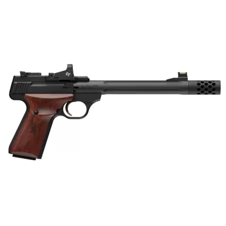 Browning Buckmark Hunter 22 LR, 7.65" Threaded Barrel, Black, Rosewood Grip, Crimson Trace Red Dot, 10rd