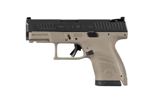CZ P-10 S Sub-compact 9mm, 3.5" Barrel, Nitride Slide Finish, Flat Dark Earth, 3 Backstraps, Fixed Sights, Integrated Trigger Safety, Reversible Mag Catch, 10rd