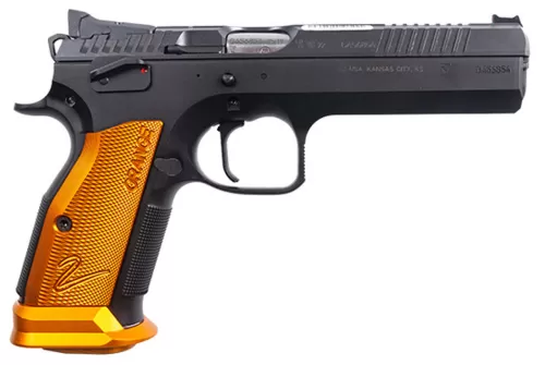 CZ TS 2 9mm. 5.23" Barrel, Orange Aluminum Grips, 20rd