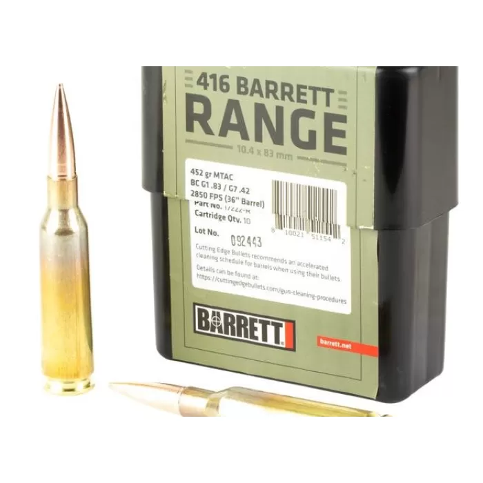 Barrett Range Brass .416 Barrett 452 Grain 10-Rounds BTHP Barrett Range Brass .416 Barrett 452 Grain 10-Rounds BTHP