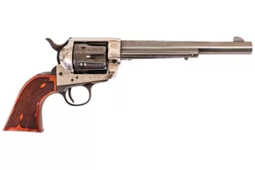 Cimarron Frontier .45lc Pw Fs - 7.5" Engraved Silver/bl Wal