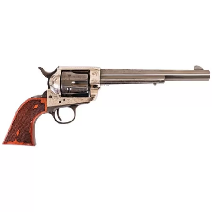 Cimarron Frontier .45lc Pw Fs - 7.5" Engraved Silver/bl Wal Cimarron Frontier .45lc Pw Fs - 7.5" Engraved Silver/bl Wal