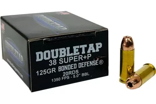 DoubleTap Bonded Defense .38 Super 125 Grain 20-Rounds JHP